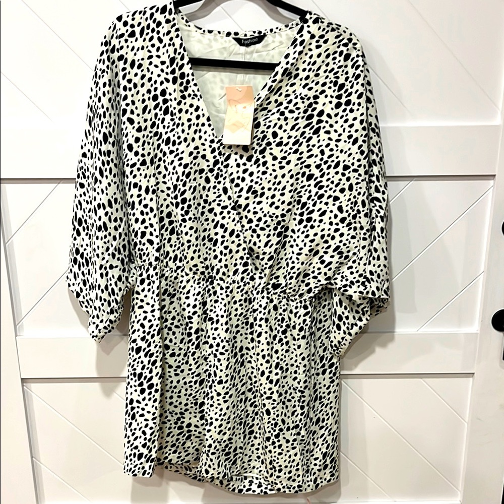Black and White Polka Dot Romper
